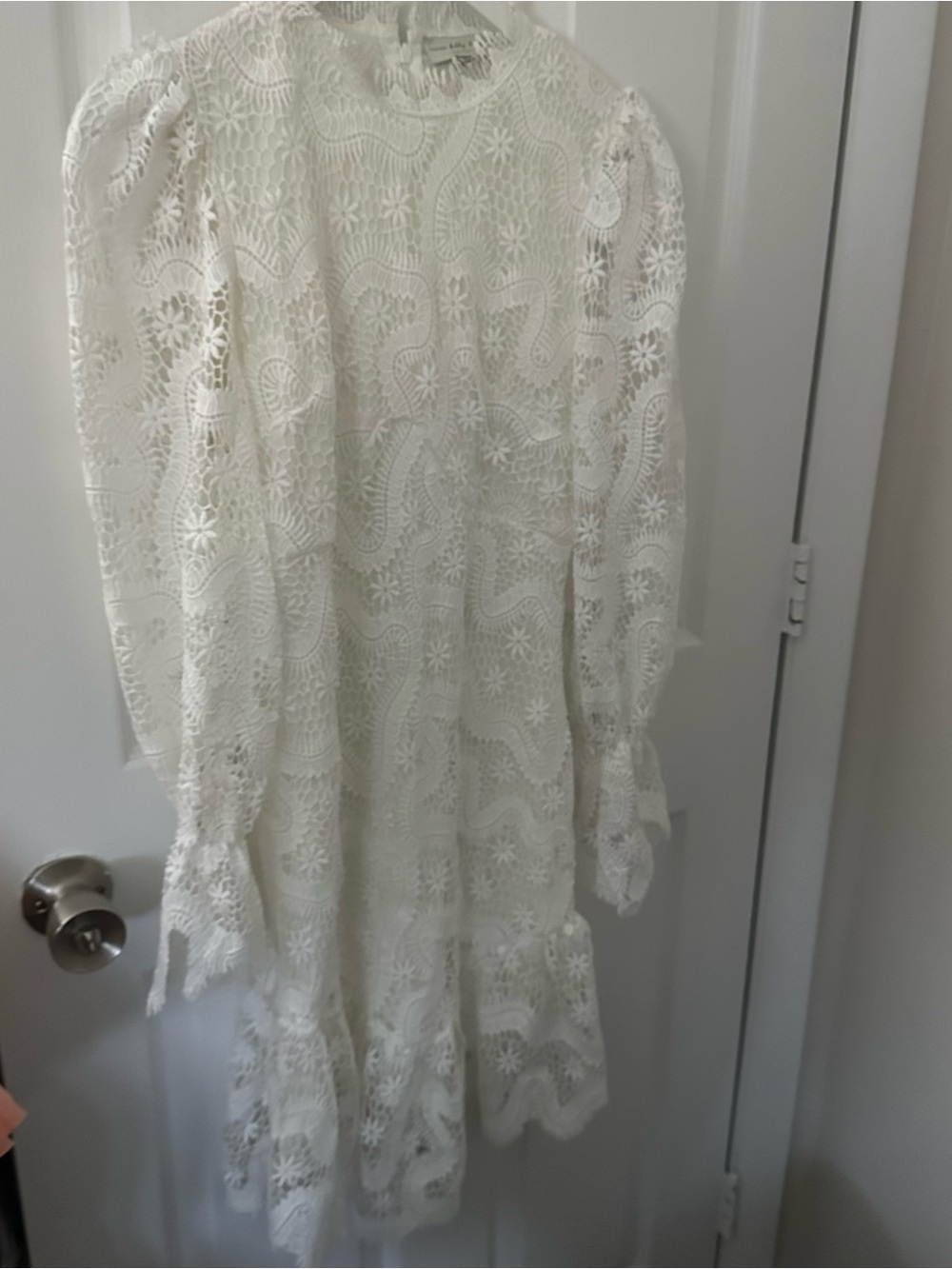 White Long Sleeve Lace Mini Dress